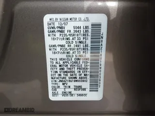 2009 Nissan Murano S with VIN JN8AZ18U19W003902, listed as a IAAI auction lot 41925909 with 112,252 mi miles. Bid and sale history available at carsss.com. Image 9.