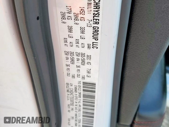 2013 Dodge Durango R/T with VIN 1C4SDHCT7DC697592, listed as a Copart auction lot 59778425 with 150,904 mi miles and Salvage title. Bid and sale history available at DreamBid. Image 12.