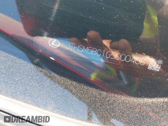 2016 Lexus RC 300 F Sport with VIN JTHSM5BC1G5000408, listed as a IAAI auction lot 42499409 with 103,632 mi miles and . Bid and sale history available at DreamBid. Image 9.