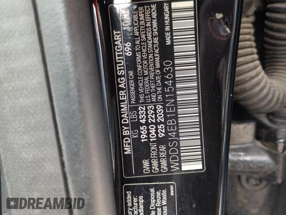 2014 Mercedes-Benz CLA 250 with VIN WDDSJ4EB1EN154630, listed as a Copart auction lot 59786115 with 115,860 mi miles and Clean title. Bid and sale history available at DreamBid. Image 12.