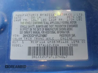 2015 Nissan Note S Plus with VIN 3N1CE2CP1FL374067, listed as a IAAI auction lot 41587312 with 140,797 mi miles and . Bid and sale history available at DreamBid. Image 9.