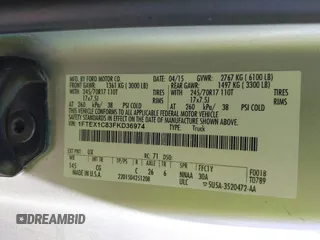 2015 Ford F-150 XL с VIN 1FTEX1C83FKD36974, выставлен на аукционе IAAI как лот 42496516 с пробегом 228 196 миль миль и . История ставок и продаж доступна на DreamBid. Изображение 9.