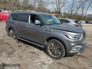 2019 Infiniti QX80 LUXE with VIN JN8AZ2NE2K9236372, listed as a IAAI auction lot 41493233 with 1 mi miles. Bid and sale history available at carsss.com. Image 1.