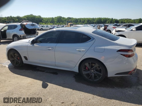 2022 Genesis G70 3.3T with VIN KMTG54TE8NU085587, listed as a Copart auction lot 57897535 with 23,785 mi miles and Salvage title. Bid and sale history available at DreamBid. Image 2.