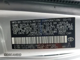 2015 Toyota Prius One with VIN JTDKDTB33F1090995, listed as a Copart auction lot 53452955 with 214,292 mi miles and Salvage Title. Bid and sale history available at carsss.com. Image 14.