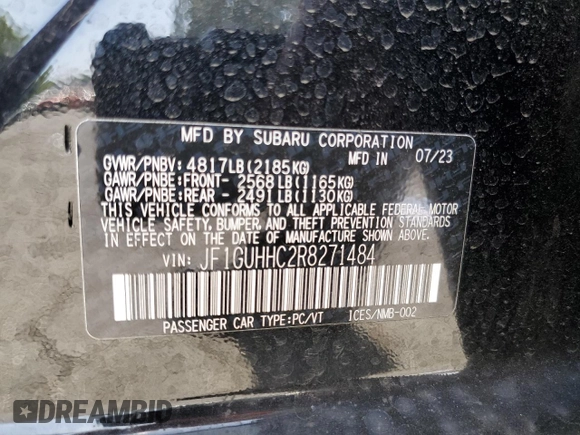 2024 Subaru Impreza RS with VIN JF1GUHHC2R8271484, listed as a Copart auction lot 72815504 with 3,862 mi miles and Salvage Title. Bid and sale history available at carsss.com. Image 14.