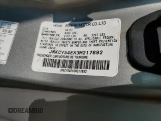 2003 Infiniti G35 w/Leather with VIN JNKCV54EX3M217892, listed as a Copart auction lot 64859184 with 136,596 mi miles and Salvage Title. Bid and sale history available at DreamBid. Image 13.