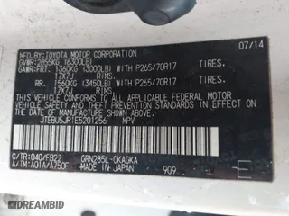 2014 Toyota 4Runner Limited with VIN JTEBU5JR1E5201256, listed as a IAAI auction lot 41674334 with 236,059 mi miles. Bid and sale history available at carsss.com. Image 9.