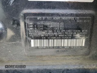 2012 Subaru Legacy Premium with VIN 4S3BMBC66C3026839, listed as a Copart auction lot 49735345 with 133,567 mi miles and Salvage title. Bid and sale history available at DreamBid. Image 14.