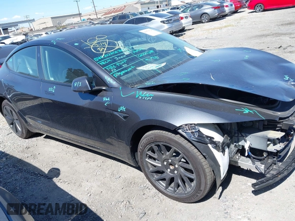 2025 Tesla Model 3 Long Range with VIN 5YJ3E1EA1SF884167, listed as a IAAI auction lot 41976320 with 3,146 mi miles and . Bid and sale history available at DreamBid. Image 1.