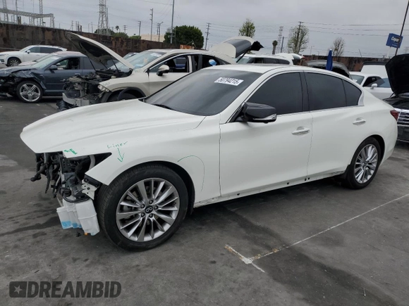 2021 Infiniti Q50 3.0t LUXE with VIN JN1EV7BP2MM706933, listed as a Copart auction lot 50794215 with 74,227 mi miles and Salvage Title. Bid and sale history available at carsss.com. Image 1.