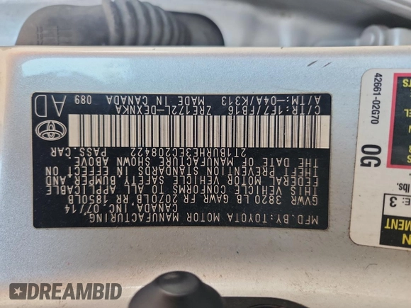 2014 Toyota Corolla L with VIN 2T1BURHE3EC208422, listed as a Copart auction lot 62874725 with 236,722 mi miles and Clean title. Bid and sale history available at DreamBid. Image 12.