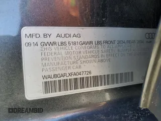 2015 Audi S4 Premium Plus with VIN WAUBGAFLXFA047726, listed as a Copart auction lot 82023654 with 119,192 mi miles and Salvage Title. Bid and sale history available at carsss.com. Image 14.
