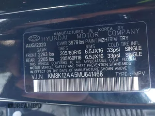 2021 Hyundai Kona SE with VIN KM8K12AA5MU641468, listed as a IAAI auction lot 41726578 with 72,906 mi miles and . Bid and sale history available at DreamBid. Image 9.