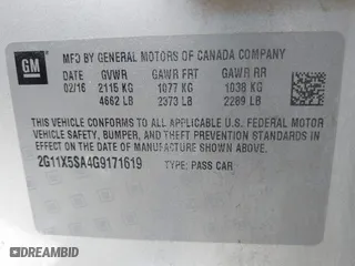 2016 Chevrolet Impala LS with VIN 2G11X5SA4G9171619, listed as a IAAI auction lot 41255305 with 67,821 mi miles. Bid and sale history available at carsss.com. Image 9.