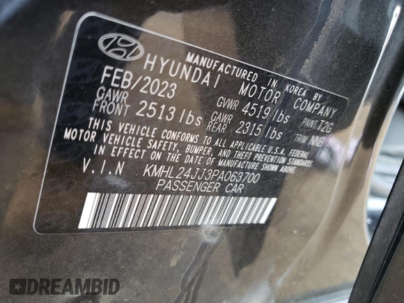 2023 Hyundai Sonata Hybrid Blue with VIN KMHL24JJ3PA063700, listed as a Copart auction lot 67768363 with 13,897 mi miles. Bid and sale history available at carsss.com. Image 14.