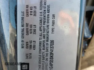 2015 Buick Verano Group with VIN 1G4PS5SK0F4137036, listed as a Copart auction lot 82909744 with Not provided miles and Salvage title. Bid and sale history available at DreamBid. Image 15.