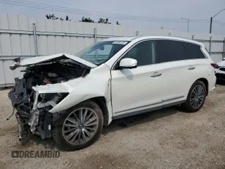 2019 Infiniti QX60 Luxe with VIN 5N1DL0MM4KC560266, listed as a Copart auction lot 58490135 with 120,662 mi miles and Salvage title. Bid and sale history available at DreamBid. Image 1.