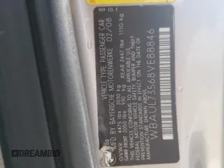 2008 BMW 1 Series 128i with VIN WBAUL73568VE88846, listed as a Copart auction lot 74037744 with Not Provided miles and Salvage Title. Bid and sale history available at carsss.com. Image 13.