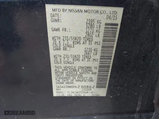 2015 Nissan Murano Platinum with VIN 5N1AZ2MH0FN230862, listed as a IAAI auction lot 41960661 with 136,724 mi miles. Bid and sale history available at carsss.com. Image 9.