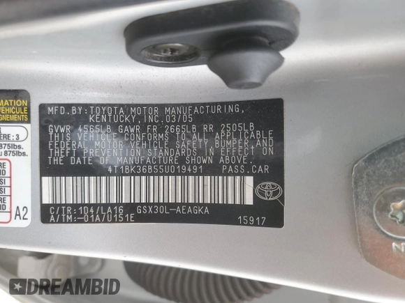 2005 Toyota Avalon XL z VIN 4T1BK36B55U019491, wystawiony jako Copart lot #50530335 z przebiegiem 111 698 mil mil oraz Szkoda całkowita • Salvage title. Historia ofert i sprzedaży dostępna na DreamBid. Obrazek 12.
