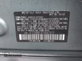 2012 Subaru Forester X with VIN JF2SHBBC4CH442923, listed as a IAAI auction lot 41974351 with 115,776 mi miles and . Bid and sale history available at DreamBid. Image 9.