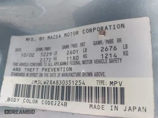 2003 Mazda MPV LX with VIN JM3LW28A830351254, listed as a IAAI auction lot 41703167 with 232,786 mi miles. Bid and sale history available at carsss.com. Image 9.