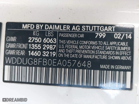 2014 Mercedes-Benz S-Class S 550 with VIN WDDUG8FB0EA057648, listed as a IAAI auction lot 41813892 with 135,578 mi miles. Bid and sale history available at carsss.com. Image 9.