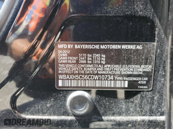 2012 BMW 5 Series 528i xDrive z VIN WBAXH5C56CDW10734, wystawiony jako Copart lot #56601805 z przebiegiem 162 016 mil mil oraz Czysty tytuł • Clean title. Historia ofert i sprzedaży dostępna na DreamBid. Obrazek 12.
