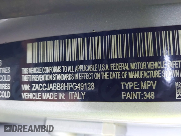 2017 Jeep Renegade Altitude с VIN ZACCJABB8HPG49128, выставлен на аукционе IAAI как лот 42666346 с пробегом 130 769 миль миль и . История ставок и продаж доступна на DreamBid. Изображение 9.