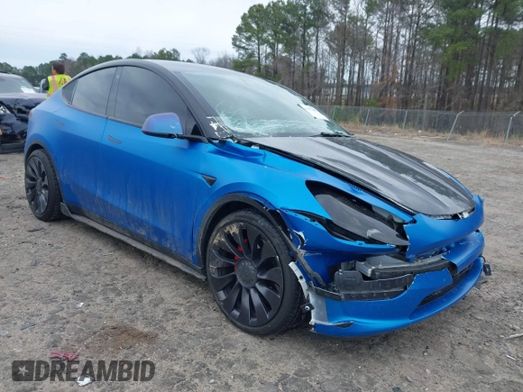 2021 Tesla Model Y Performance z VIN 5YJYGDEF8MF209819, wystawiony jako IAAI lot #41757009 z przebiegiem 37 685 mil mil oraz . Historia ofert i sprzedaży dostępna na DreamBid. Obrazek 1.