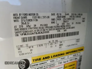 2018 Ford Expedition Limited with VIN 1FMJU2AT8JEA23555, listed as a Copart auction lot 51931575 with 215,159 mi miles and Salvage title. Bid and sale history available at DreamBid. Image 13.
