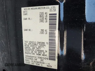 2018 Nissan Maxima SV with VIN 1N4AA6AP4JC390509, listed as a IAAI auction lot 42016247 with 67,345 mi miles and . Bid and sale history available at DreamBid. Image 9.