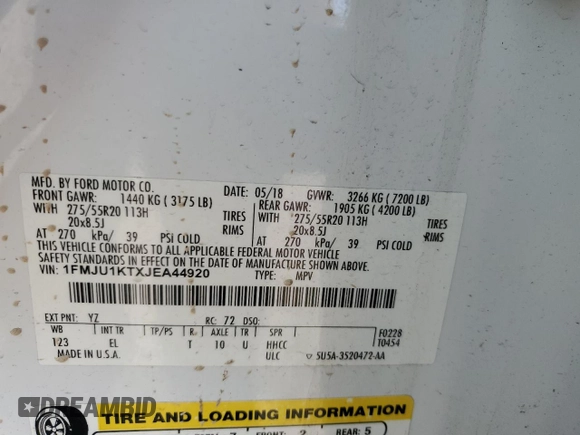 2018 Ford Expedition Limited with VIN 1FMJU1KTXJEA44920, listed as a Copart auction lot 48723065 with 176,083 mi miles and Salvage Title. Bid and sale history available at carsss.com. Image 16.