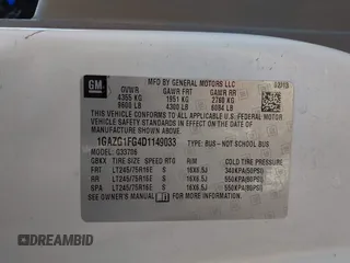 2013 Chevrolet Express Passenger LT with VIN 1GAZG1FG4D1149033, listed as a IAAI auction lot 41679269 with 204,020 mi miles and . Bid and sale history available at DreamBid. Image 9.