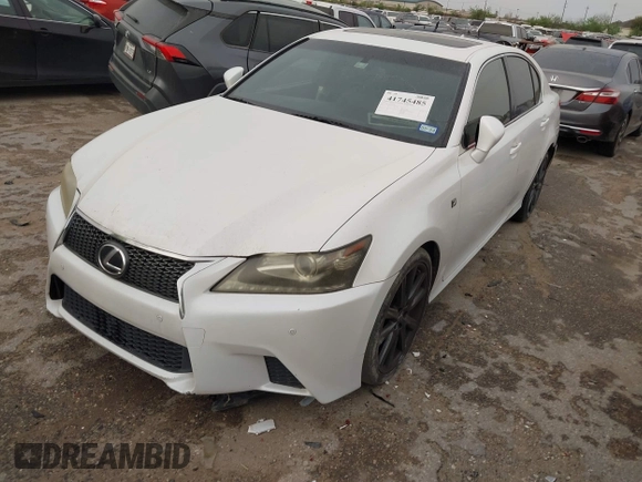 2013 Lexus GS 350 with VIN JTHBE1BL9D5025493, listed as a IAAI auction lot 41745485 with 117,528 mi miles. Bid and sale history available at carsss.com. Image 2.