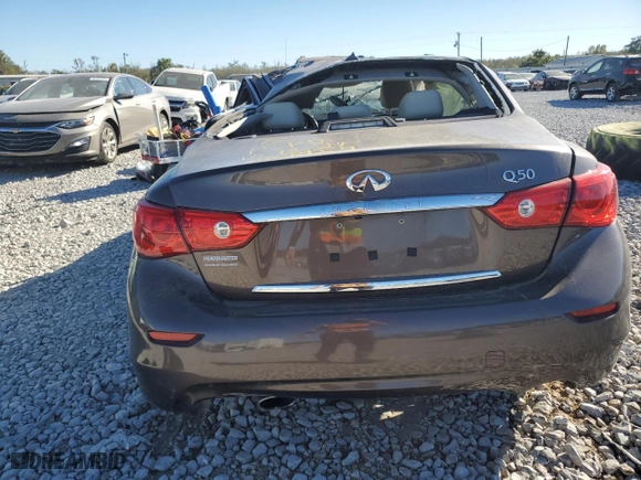 2017 Infiniti Q50 3.0t Premium with VIN JN1EV7AP4HM736216, listed as a Copart auction lot 76687534 with 0 mi miles and Salvage Title. Bid and sale history available at carsss.com. Image 6.