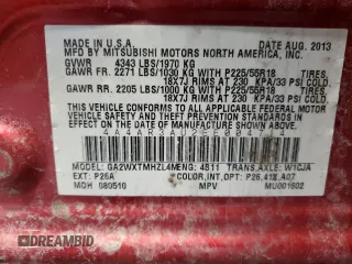 2014 Mitsubishi Outlander Sport ES with VIN 4A4AR3AU2EE004714, listed as a Copart auction lot 47062795 with 0 mi miles and Salvage Title. Bid and sale history available at carsss.com. Image 13.