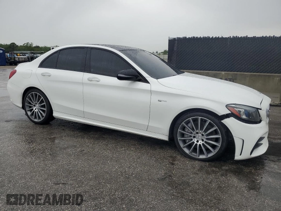 2019 Mercedes-Benz C 43 AMG with VIN 55SWF6EBXKU301576, listed as a Copart auction lot 56578005 with 98,509 mi miles and Salvage title. Bid and sale history available at DreamBid. Image 4.