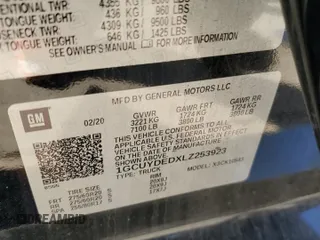 2020 Chevrolet Silverado 1500 LT with VIN 1GCUYDEDXLZ253923, listed as a Copart auction lot 82211904 with 95,574 mi miles and Salvage Title. Bid and sale history available at DreamBid. Image 14.