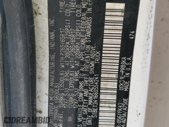 2006 Toyota Tundra SR5 with VIN 5TBET34166S554241, listed as a Copart auction lot 48742765 with 92,738 mi miles and Salvage Title. Bid and sale history available at carsss.com. Image 13.