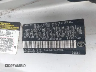 2004 Toyota Solara SE with VIN 4T1CE38P54U823549, listed as a IAAI auction lot 42260961 with 199,853 mi miles and . Bid and sale history available at DreamBid. Image 9.