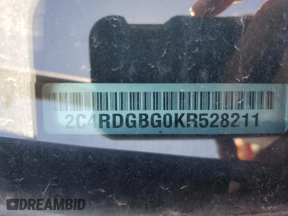 2019 Dodge Grand Caravan SE with VIN 2C4RDGBG0KR528211, listed as a Copart auction lot 48909545 with 68,494 mi miles and Salvage Title. Bid and sale history available at DreamBid. Image 13.