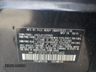 2015 Subaru Crosstrek Limited z VIN JF2GPAPC9F8325466, wystawiony jako Copart lot #56738085 z przebiegiem 160 320 mil mil oraz Szkoda całkowita • Salvage title. Historia ofert i sprzedaży dostępna na DreamBid. Obrazek 12.