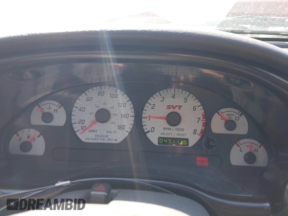 2003 Ford Mustang SVT Cobra with VIN 1FAFP48Y73F416335, listed as a IAAI auction lot 41861603 with 47,111 mi miles. Bid and sale history available at carsss.com. Image 7.