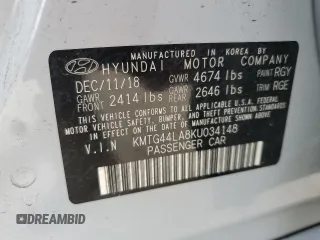 2019 Genesis G70 2.0T Advanced with VIN KMTG44LA8KU034148, listed as a Copart auction lot 71370214 with 37,482 mi miles and Non Repairable. Bid and sale history available at carsss.com. Image 13.