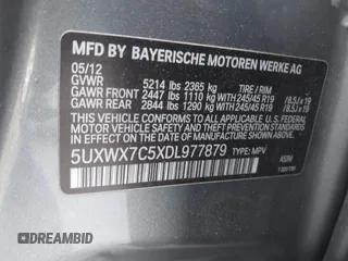 2013 BMW X3 xDrive35i with VIN 5UXWX7C5XDL977879, listed as a IAAI auction lot 41396936 with 107,727 mi miles and . Bid and sale history available at DreamBid. Image 9.