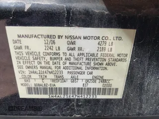 2007 Nissan Altima 2.5 with VIN 1N4AL21E47N412233, listed as a IAAI auction lot 41812412 with 200,451 mi miles. Bid and sale history available at carsss.com. Image 9.