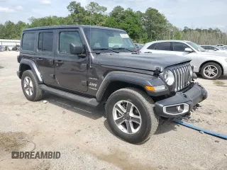 2022 Jeep Wrangler Unlimited Sahara with VIN 1C4HJXEG1NW156485, listed as a Copart auction lot 53895925 with 45,564 mi miles and Salvage title. Bid and sale history available at DreamBid. Image 4.