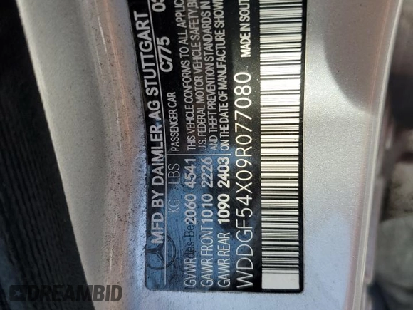 2009 Mercedes-Benz C 300 Sport with VIN WDDGF54X09R077080, listed as a Copart auction lot 50308345 with 167,156 mi miles and Salvage Title. Bid and sale history available at DreamBid. Image 12.
